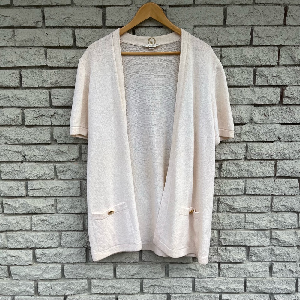 St. John Basics Cream Open Front Cardigan Size La… - image 1